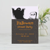 Spooky Ghost RIP Grave Halloween Dinner Party Kaart (Staand voorkant)