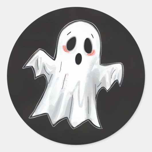 Spooky Ghost Ronde Sticker (Voorkant)
