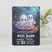 Spooky Ghost Town Halloween Party Kaart (Staand voorkant)