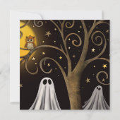 Spooky Ghost Tree Sterren Halloween Kostuum Party Kaart (Achterkant)