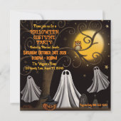 Spooky Ghost Tree Sterren Halloween Kostuum Party Kaart (Voorkant)