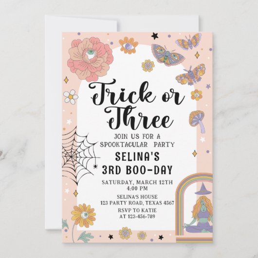 Spooky Ghost Trick of Drie Halloween 3e Verjaardag Kaart (Voorkant)