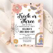 Spooky Ghost Trick of Drie Halloween 3e Verjaardag Kaart