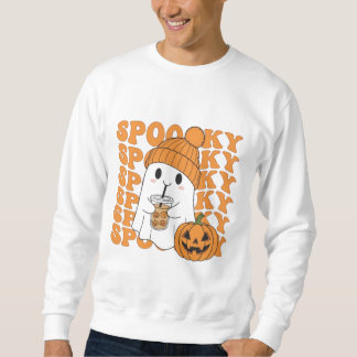 Spooky Ghost with Pumpkin Drink Halloween Tee Trui