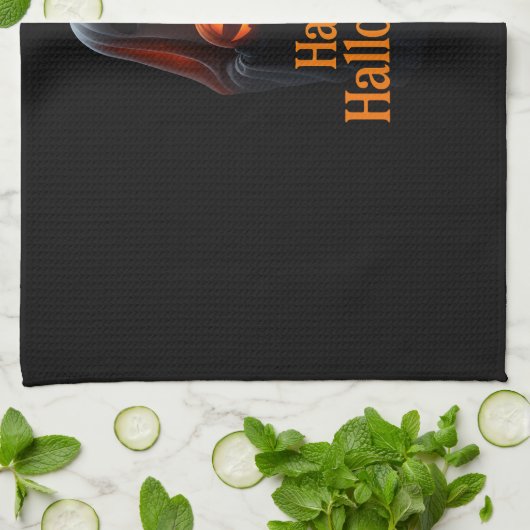 Spooky Ghost with Pumpkin – Happy Halloween Theedoek (Gevouwen)