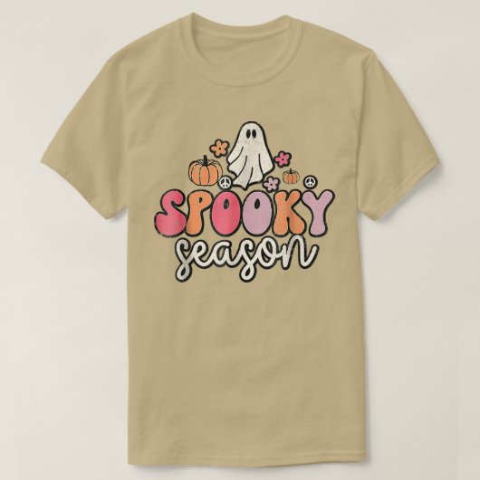 Spooky GhostDistress Groovy Ghost Spooky Season T-shirt (Design voorkant)