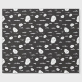 Spooky Ghosts and Clouds Black Wrapping Paper Cadeaupapier (Vlak)