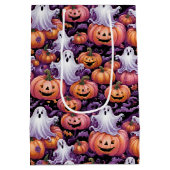 Spooky Ghosts and Pumpkins Halloween Pattern Medium Cadeauzakje (Achterkant)