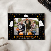 Spooky Ghosts and Stars Foto van Halloween Feestdagenkaart