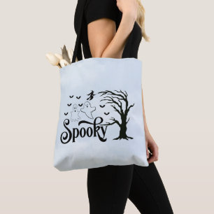 Spooky Ghosts Bats Blue Sky Wolken Halloween Tote Bag