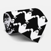Spooky Ghosts Black en White Halloween Stropdas (Opgerold)