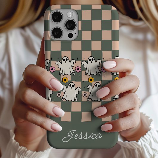 Spooky Ghosts Bloemen Checker Grid Case-Mate iPhone Case