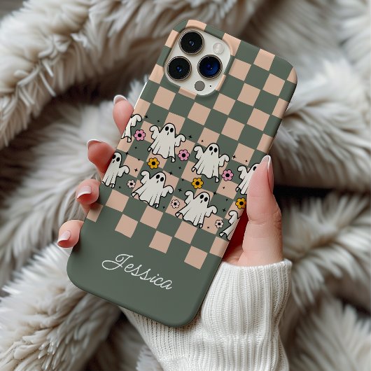 Spooky Ghosts Bloemen Checker Grid Case-Mate iPhone Case