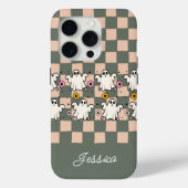Spooky Ghosts Bloemen Checker Grid Case-Mate iPhone Case (Achterkant)