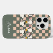 Spooky Ghosts Bloemen Checker Grid Case-Mate iPhone Case (Achterkant (horizontaal))