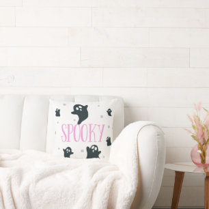 Spooky Ghosts en Polka Dots Wit Halloween Kussen