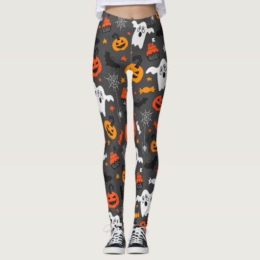 Spooky Ghosts en pompoenen Leggings (Voorkant)
