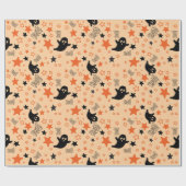 Spooky Ghosts en sterren naadloze Halloween Cadeaupapier (Vlak)