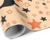 Spooky Ghosts en sterren naadloze Halloween Cadeaupapier (Rol Hoek)
