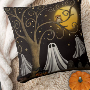 Spooky Ghosts Halloween Night Moon Tree Kussen