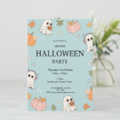 Spooky Ghosts Halloween Party Invitation Kaart (Staand voorkant)