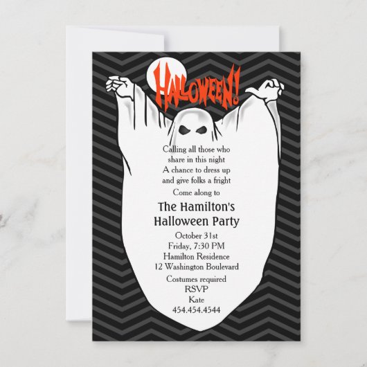 Spooky Ghosts Halloween Party Invitation Kaart (Voorkant)