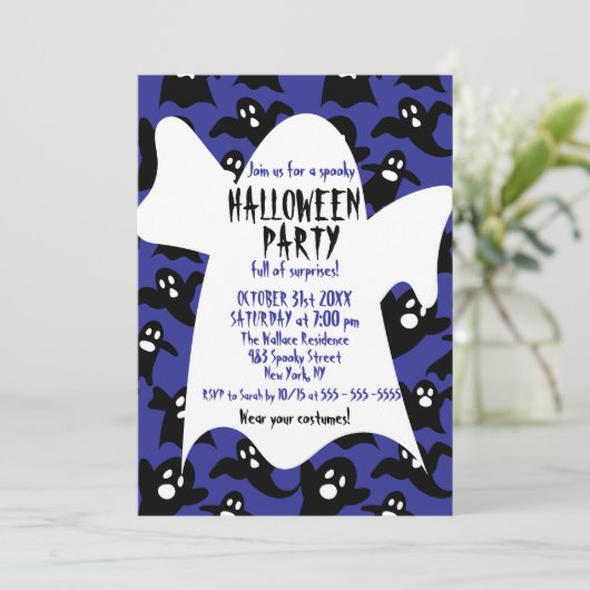 Spooky Ghosts Halloween Party Kaart (Staand voorkant)