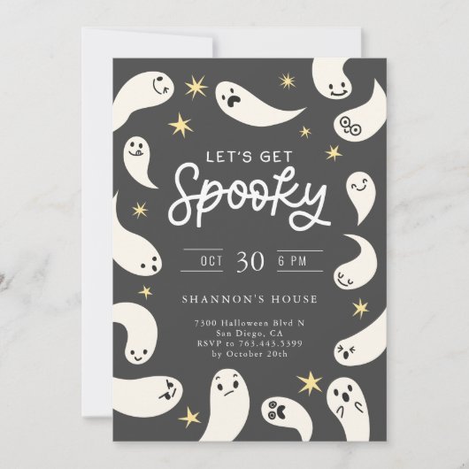 Spooky Ghosts Halloween Party Kaart (Voorkant)