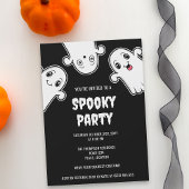 Spooky Ghosts Halloween Party Zwart en Wit Kaart