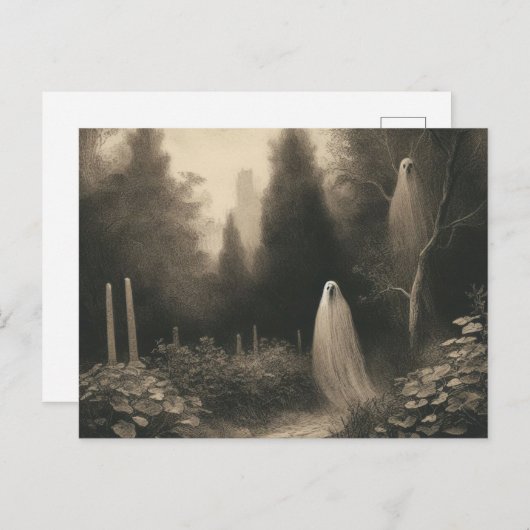 Spooky Ghosts in Graveyard Horror Gothic Briefkaart (Voorkant / Achterkant)