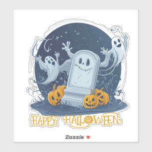 Spooky Ghosts op het kerkhof Sticker