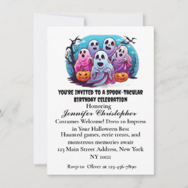 Spooky Ghosts Pompoen Bats Halloween Verjaardag Kaart