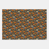 Spooky Ghosts Pumpkins Skulls Halloween Patterns Inpakpapier Vel (Voorkant 2)