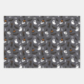 Spooky Ghosts Pumpkins Skulls Halloween Patterns Inpakpapier Vel (Voorkant)