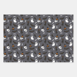 Spooky Ghosts Pumpkins Skulls Halloween Patterns Inpakpapier Vel