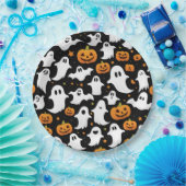 Spooky Ghosts Pumpkins Zwart Halloween Papier Bord (Feest)