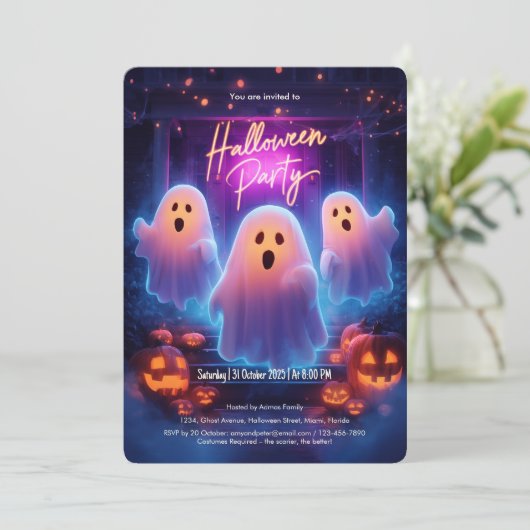 Spooky Ghosts Scary Adult Halloween Party Kaart (Staand voorkant)
