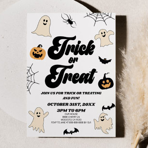 Spooky Ghosts Trick or treat Halloween Party Kaart