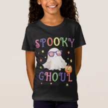 Spooky Ghoul Bright Text Zwart Meisjes T-shirt