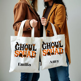 Spooky Ghoul Squad Halloween Custom Name Tote Bag