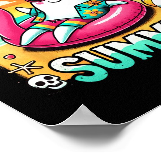 Spooky Ghoul Summer Schattige Ghost Flamingo Summe Poster (Hoek)