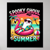 Spooky Ghoul Summer Schattige Ghost Flamingo Summe Poster (Voorkant)