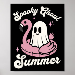 Spooky Ghoul Summer Schattige Ghost Flamingo Summe Poster