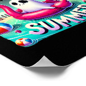 Spooky Ghoul Zomer Schattigeste Hallo Ghost Flamin Poster (Hoek)