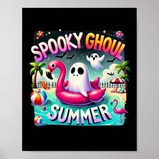 Spooky Ghoul Zomer Schattigeste Hallo Ghost Flamin Poster (Voorkant)