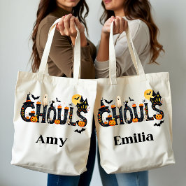 Spooky "Ghouls" Halloween Custom Name Tote Bag
