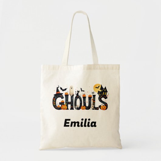 Spooky "Ghouls" Halloween Custom Name Tote Bag (Voorkant)