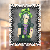 Spooky Girl Green Pet Barbed Black Branch Lijst Raamsticker (Vel 2)