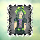Spooky Girl Green Pet Barbed Black Branch Lijst Raamsticker (Vel 3)