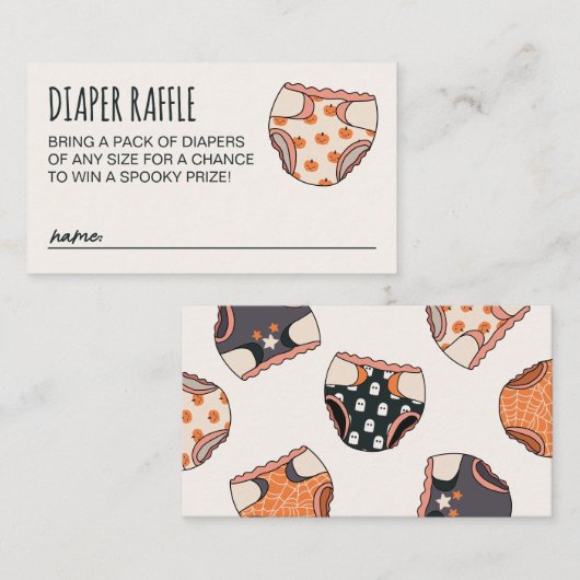 Spooky Girl Halloween Baby shower Luier Raffle Informatiekaartje (Voorkant / Achterkant)